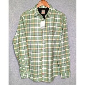 New Men's Plaid Shirt M Button Up Long Sleeve Cotton John Maker Casual Comfort